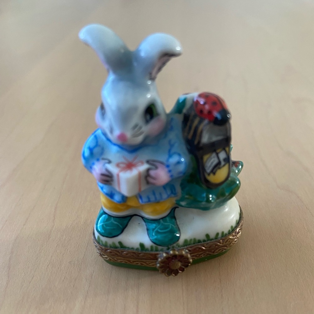 Genuine Limoges Rabbit/Bunny box with Mailbox